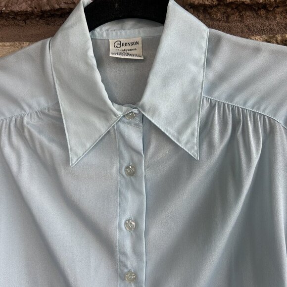 Bronson of California Vintage 70s Light Blue Blouse Size 5/6 - Picture 6 of 8